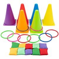 Los mejores  - Twiddlers Juegos 3 en 1 de Carnaval al Aire Libre - Ring Toss Game Set- Bolsas de Frijoles Juego de Lanzamiento - para…